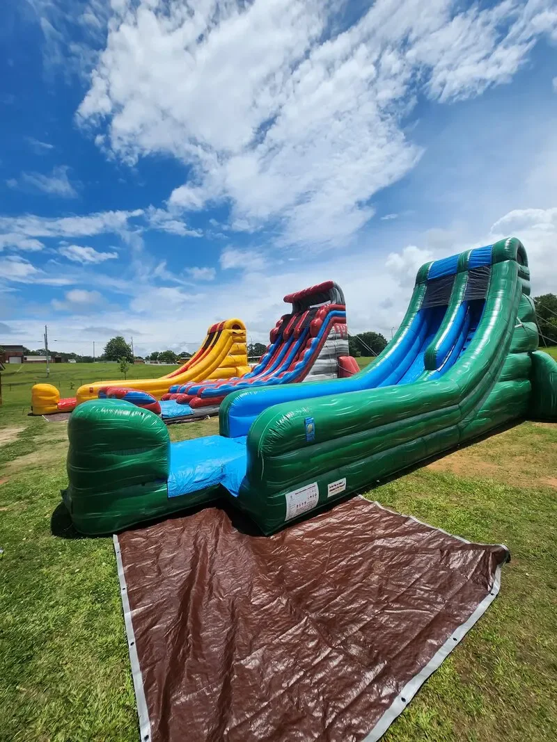 Wow Inflatables dual-lane water slide rental at community event in Warner Robins Georgia — Veteran-Owned party rental company