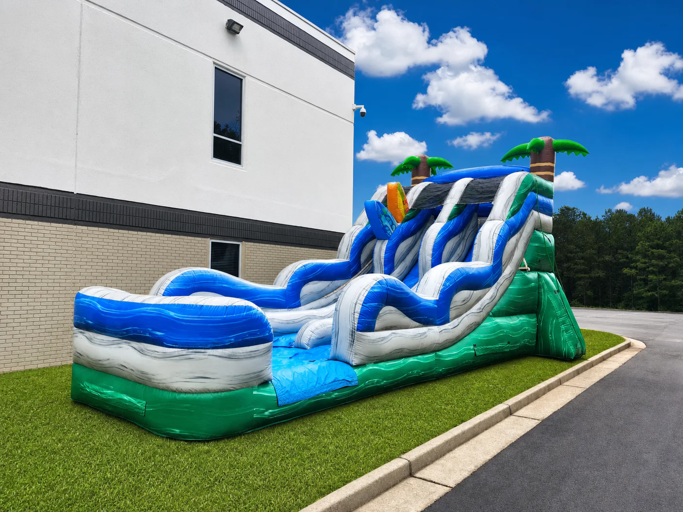 Actual Wow Inflatables Tropical Dual Lane Slide rental unit in Warner Robins, Georgia